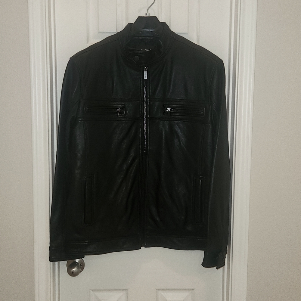 Michael Kors black leather motorcycle jacket (size X12nL)